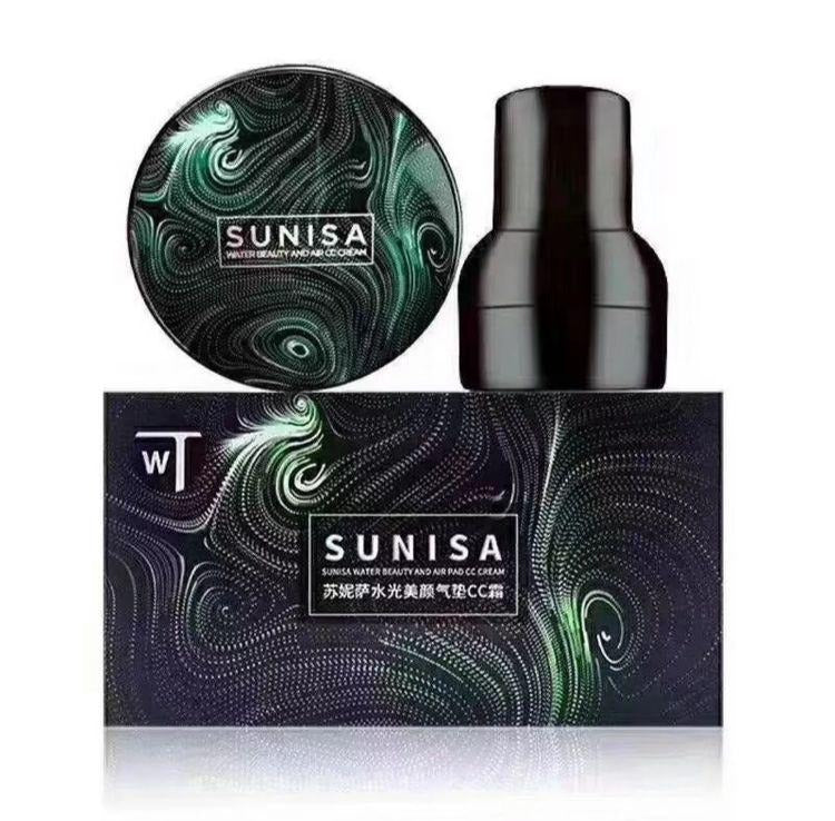 SUNISA Mushroom Head Foundation Air Cushion CC Cream Moisturizing Cream Makeup Long Lasting Matte Concealer With Makeup Sponge-02# Natural Color  pfcskz2d-f