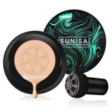 SUNISA Mushroom Head Foundation Air Cushion CC Cream Moisturizing Cream Makeup Long Lasting Matte Concealer With Makeup Sponge-02# Natural Color  pfcskz2d-f