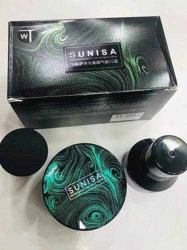 SUNISA Mushroom Head Foundation Air Cushion CC Cream Moisturizing Cream Makeup Long Lasting Matte Concealer With Makeup Sponge-02# Natural Color  pfcskz2d-f