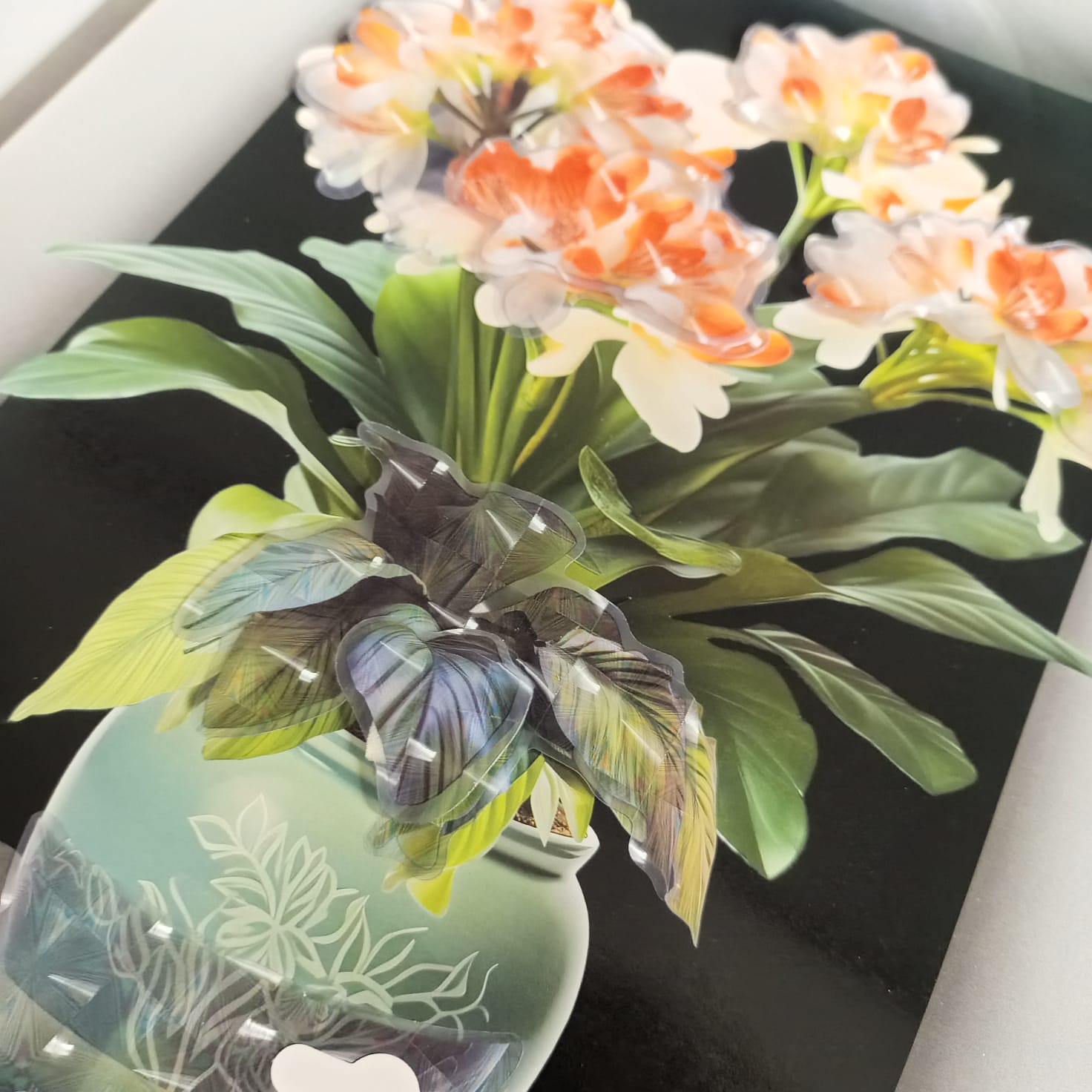 3D Aweosome flower Chinese Style Flower Classical Vase Wall Sticker