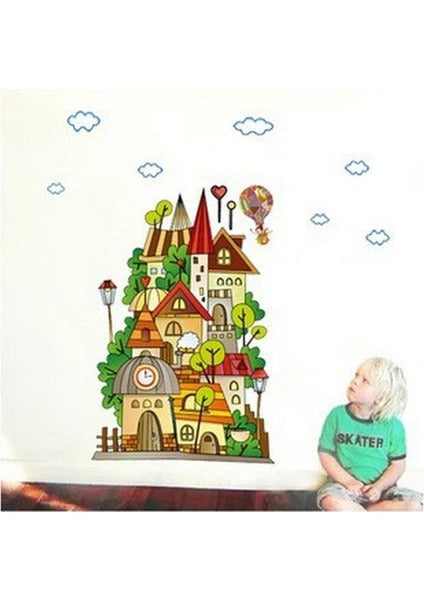 Children's room layout Wall Sticker Cartoon Children'S Paradise Dream Castle Wall Stickers Home Decoration Kids Bedroom Kindergarten Removable Self-Adhes Ay1910  Size: 60x90