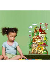 Children's room layout Wall Sticker Cartoon Children'S Paradise Dream Castle Wall Stickers Home Decoration Kids Bedroom Kindergarten Removable Self-Adhes Ay1910  Size: 60x90