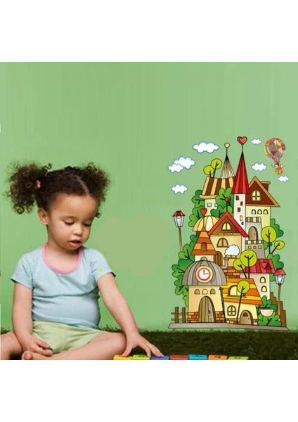 Children's room layout Wall Sticker Cartoon Children'S Paradise Dream Castle Wall Stickers Home Decoration Kids Bedroom Kindergarten Removable Self-Adhes Ay1910  Size: 60x90