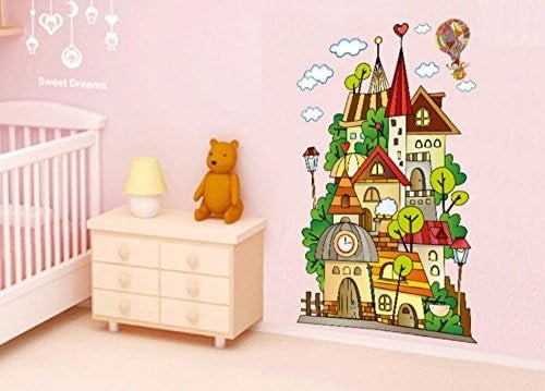 Children's room layout Wall Sticker Cartoon Children'S Paradise Dream Castle Wall Stickers Home Decoration Kids Bedroom Kindergarten Removable Self-Adhes Ay1910  Size: 60x90