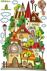 Children's room layout Wall Sticker Cartoon Children'S Paradise Dream Castle Wall Stickers Home Decoration Kids Bedroom Kindergarten Removable Self-Adhes Ay1910  Size: 60x90