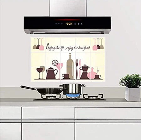 Kitchen Oil Proof Wall Sticker Heat Resistant Waterproof Self Adhesive Backsplash Cover for Kitchen Wall Protection