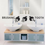 Pegatina de Pared de Dientes de Cepillado de niña pequeña de Dibujos Animados, decoración de Lavabo de baño para el hogar, calcomanías de Arte Mural, Pegatinas Bonitas para niños, Papel Tapiz size 12x58 k37