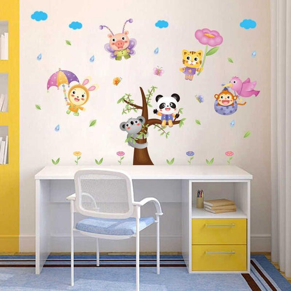 XL8206 in the rain of the flying animal wall stickers children room kindergarten cartoon waterproof decorative wallpaper.