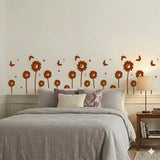 Modern Sunflower Wall Sticker with Flying Butterflies size 22x45