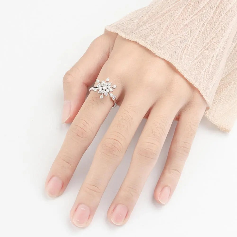 Women Ring Opening Rotatable Shiny Rhinestone