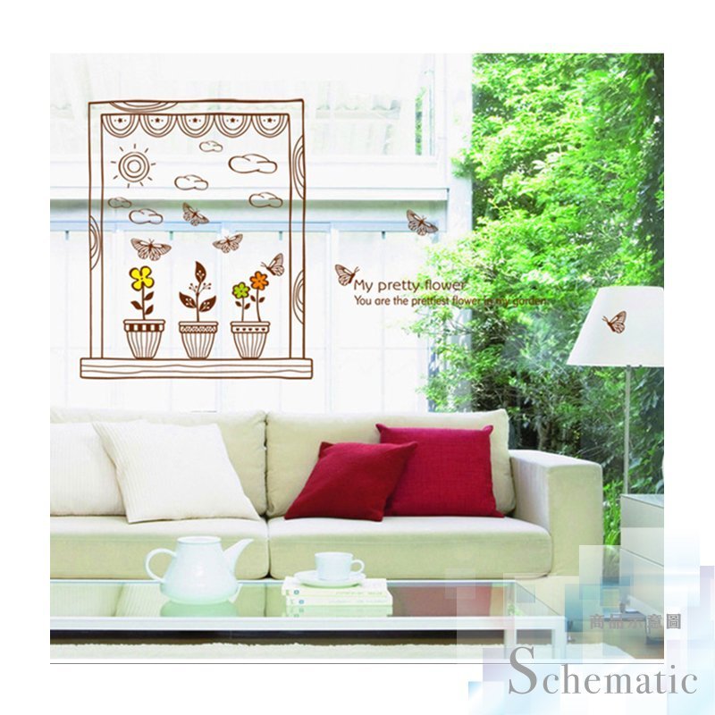 Wall Art Seamless Wall Stickers for Windowsills and Potted Plants - In Stock, Interior Design, Won't Damage Walls, Creative DIY Exhibition Decorations, Living Room Renovation size 50x70 ay7009