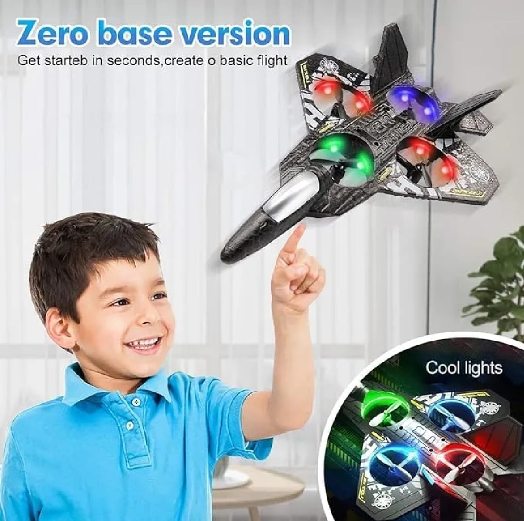 Premium RC Fighter Jet Plane – 2.4G Remote Control Foam Airplane Toy with Lights | High-Speed Glider | Helicopter Style Stunt Aircraft for Kids & Adults