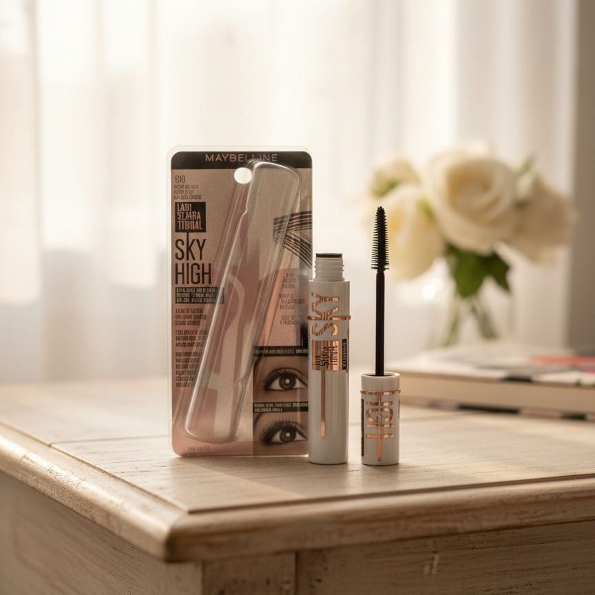 Maybelline Lash Sensational Sky High Waterproof Mascara – 810 Blackest Black | Full Volume, Limitless Length, Bamboo-Infused, Flex Tower Brush
