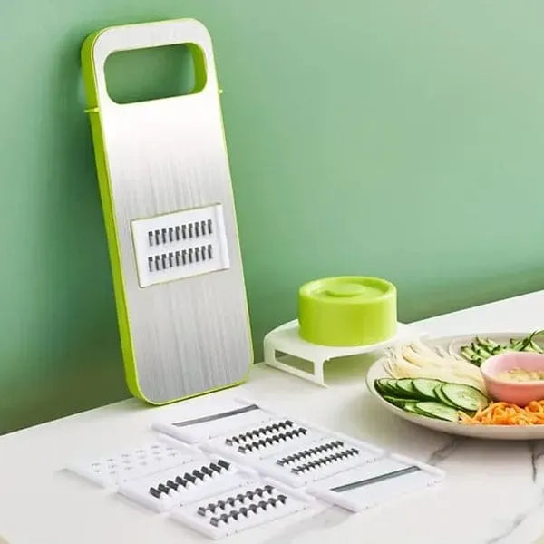 5-in-1 Multi-Functional Vegetable Slicer & Grater – Adjustable Mandoline Cutter with Interchangeable Blades for Kitchen, Fruits & Vegetables