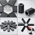 Premium Folding Silicone Pot Mat – Heat-Resistant, Non-Slip Expandable Trivet for Kitchens & Restaurants (Black)