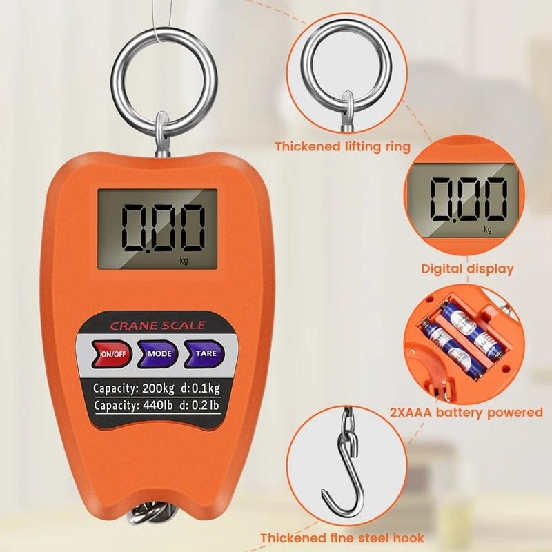 Heavy-Duty Mini Crane Scale with LCD Display – Portable Digital Hanging Weight Scale for Industrial Lifting ( random colour )