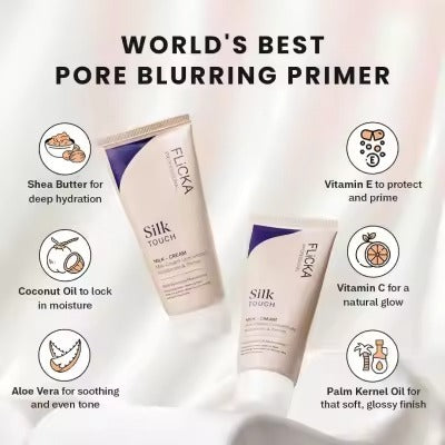 FLiCKA Silk Touch 3?in?1 Moisturizer & Primer | Hydrating, Lightweight, Long?Lasting | Pore Minimizer |