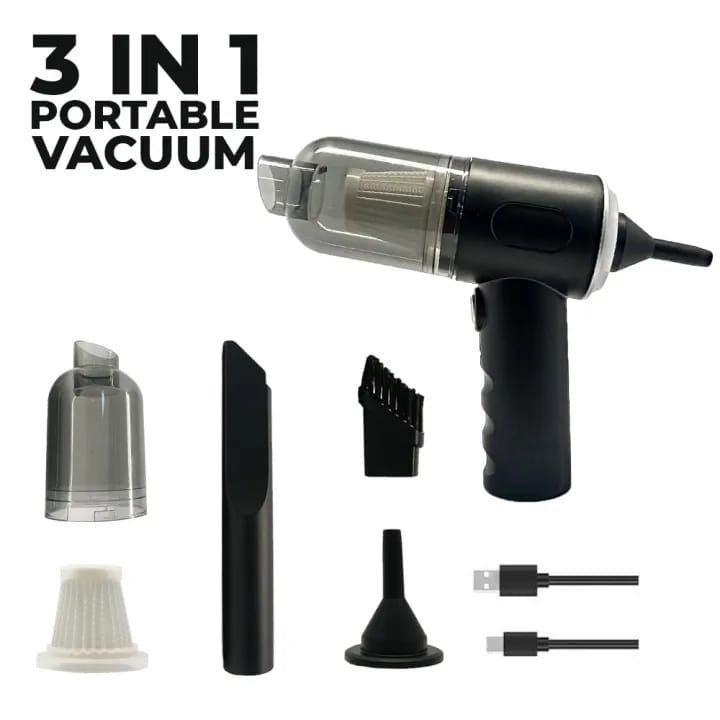 3-in-1 Portable Handheld Cordless Vacuum Cleaner | High Power Suction & Air Blower | USB Rechargeable Mini Vacuum for Car, Home & Keyboard