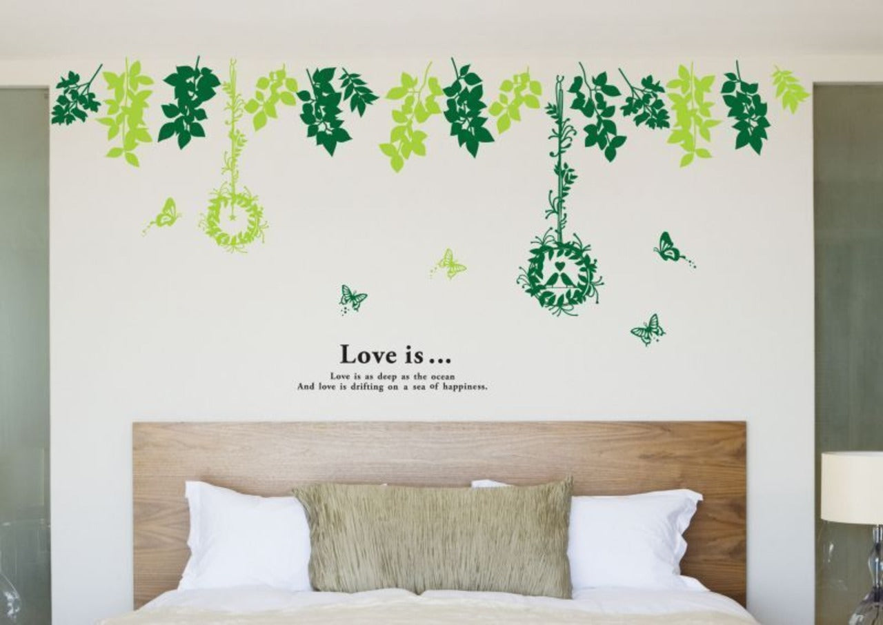 Wall Sticker Dream's Garden 60 x 90cm Wallpaper Sticker Rental OK Peel and Stick DIY Home Decor Interior Tree Bird Bird Cage Leaves Natural Scenery Landscape Living Room Spring Summer Free Shipping size 120x60cm  lc205