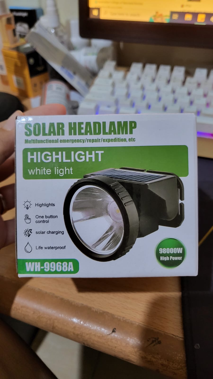 Solar Headlamp WH-9968A – Ultra-Bright, Rechargeable &amp; Eco-Friendly for Outdoor Adventures!