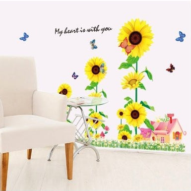 Short & Sweet: > Vibrant Sunflower & Butterfly Wall Sticker Set - DIY Home Decor  size 60x90  mj9001