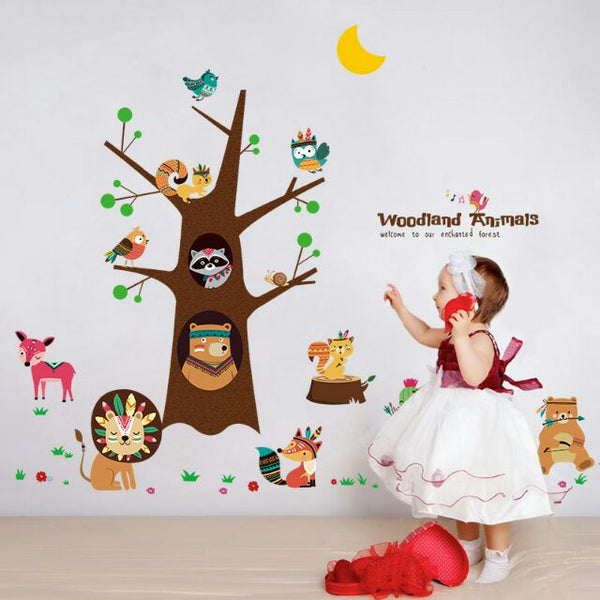 Animal Happy Tree Wall Sticker Removable Wall Sticker