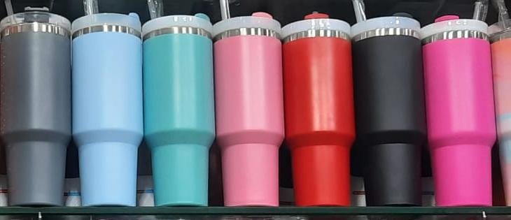 Insulated Stainless Steel Tumbler with Handle and Straw (40oz)