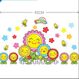 Radiant Sunflower Smiles Decal - Brighten Kids' Spaces with Joyful, Smiling Flowers PVC Wall Art for Home Decor size 50x70 xy8015