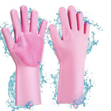Magic Silicone Dish Washing Gloves | Reusable Heat-Resistant Rubber Cleaning Gloves with Built-In Scrubber for Kitchen, Dishes, Car, Bathroom & Household Use (1 Pair)