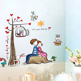 Wall decal two lovers leaning back ay924