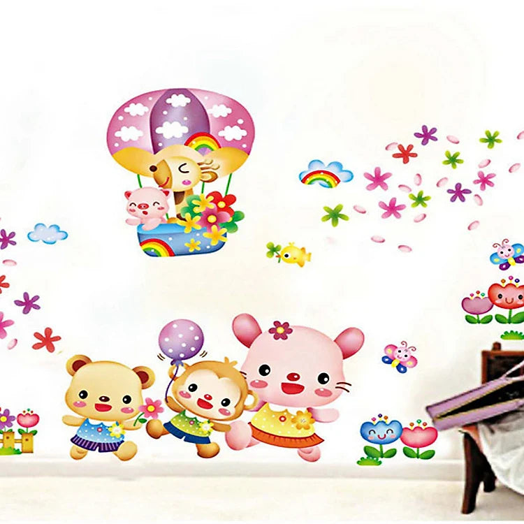 cute pink animal wall decal for kids abc1032