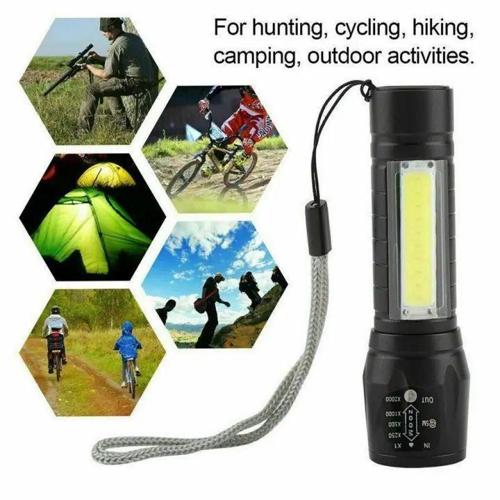 Green Box Zoomable Rechargeable Flashlight Durable Design Adjustable Focus Bright Light Easy Charging For Indoor And Outdoor Use (Random Color)