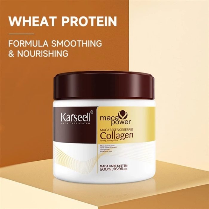 Karseell Collagen Maca Hair Treatment Deep Repair Conditioning Hair Mask Argan Oil Coconut Oil Essence for Dry Damaged Hair All Hair Types 16.90 oz 500ml