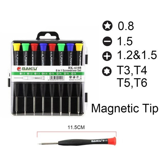 Screwdriver Set 8 in 1 SW?6308A | Mobile Repairing Kit | Torx, Star, Cross & Slotted Screwdrivers