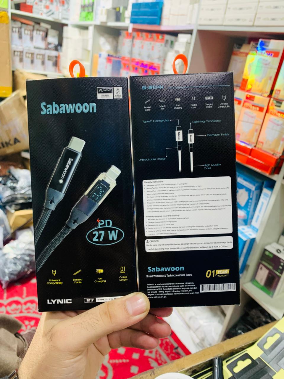 Sabawoon S125 Type?C to iPhone Cable | 100% Original | Digital Display