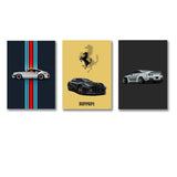 set of 3 sports cars wooden canvas frames for wall decore / sticky phototiles