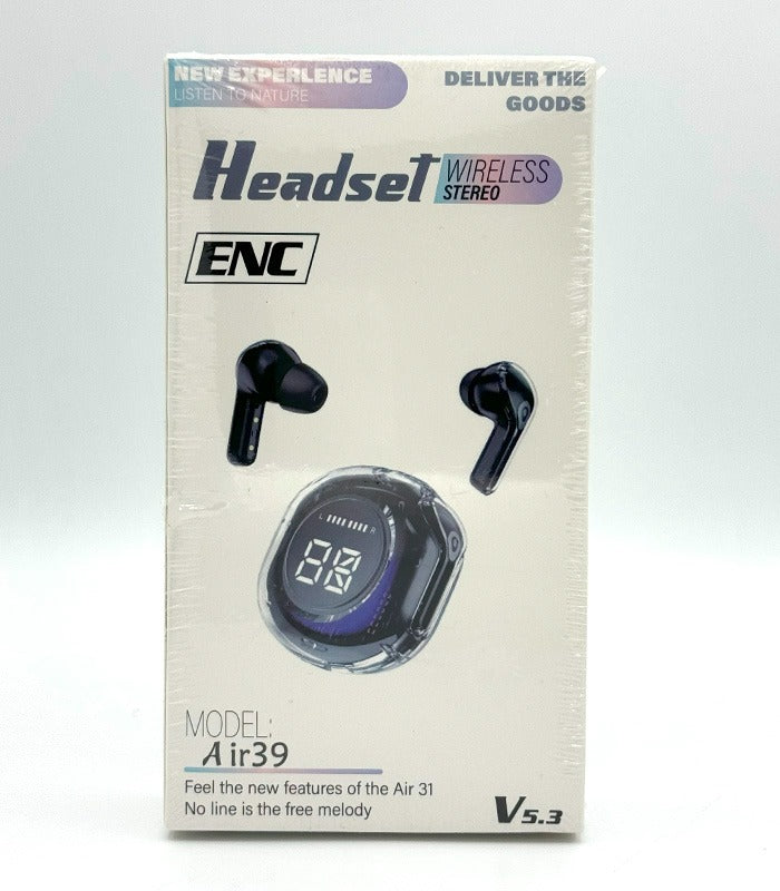 Air39 Wireless Earbuds | Bluetooth 5.3 | Clear Sound | Heavy Bass | Noise Reduction |  LED Display - Random Color