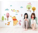 Jungle Theme Pooh Bear, Piglet, Cat and Owl Artistic Decal Wall Sticker for Kids Room abc 1021 60x90cm