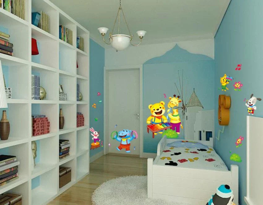 Removable Cartoon Animal Park Children Bedroom, Living Room Glass Wallpaper Stickers size 25x40cm xy3011