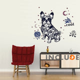 Wall Sticker French Bulldog Boston Terrier Iggy Paisley Night Moon Star Diamond Round Brilliant Cut size 50x70 sk7125