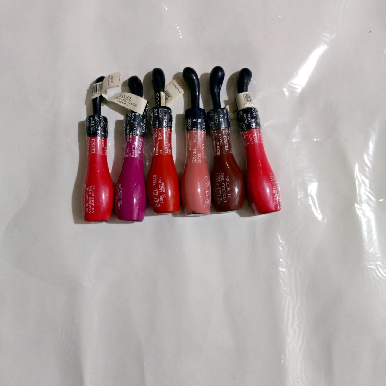 PACK OF 6 Excel paris non-stick cup lip gloss neon powder red rose vintage lilac tobacco powder orange