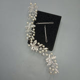 Dekmy Hair fancy broach, Bridal Hair Pins, Hair Pins Artificial Flowers, Alloy Crystal hair band, Silver (Pack of 1) Hair Band