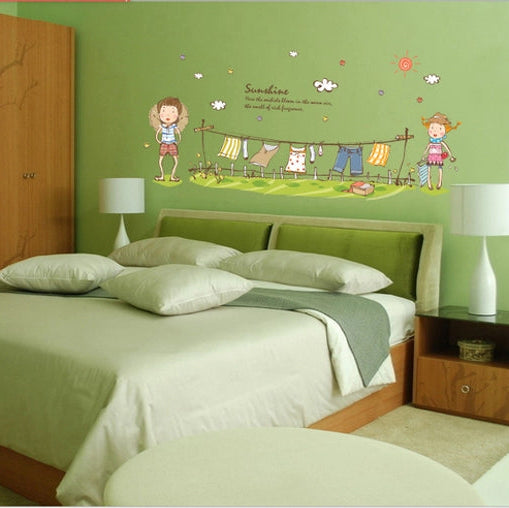 Boy Girl Laundry Rack Pattern DIY Wall Sticker Art Mural Decal Wallpaper Decor size 60x90  ay9151