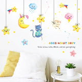 Adorable Kitty With Stars Wall Sticker | Magical Baby Room Decor size 60x90 hm94005