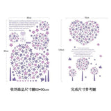 Lavender Flower Wall Sticker Dinding Motif Love  Purple heart decal Size:60x90 Lm8007
