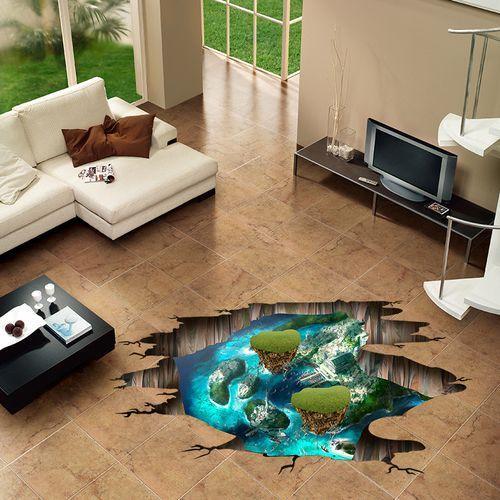 XL8308 3D Symphony Island Wall Stickers For Kids Rooms Bedroom Living Room Ceiling Floor Home Decor Children Wall Decals 3D Sticker