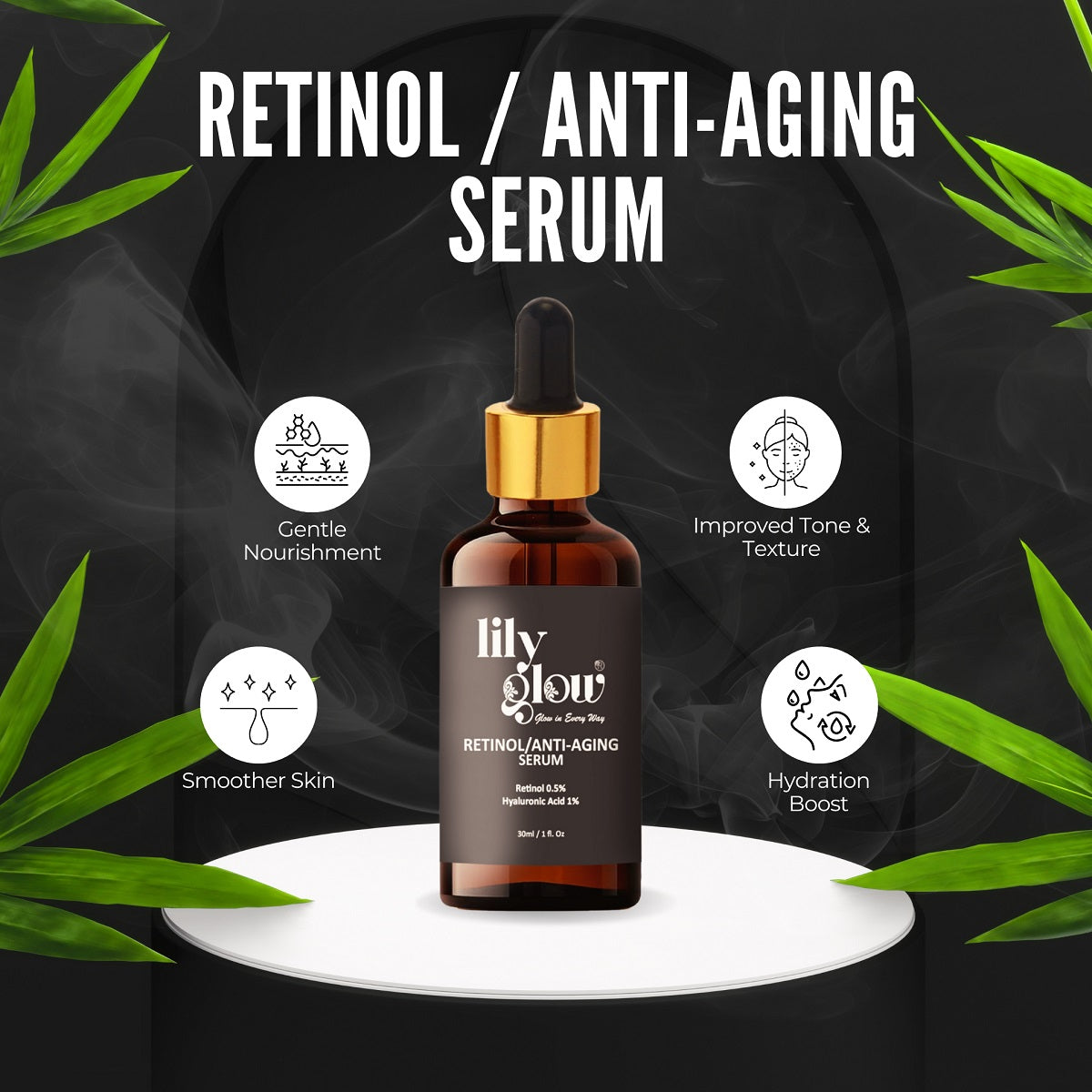 Lily Glow Retinol Anti-Aging Serum for Face – Wrinkle Repair, Skin Tightening & Night Care (30ml)