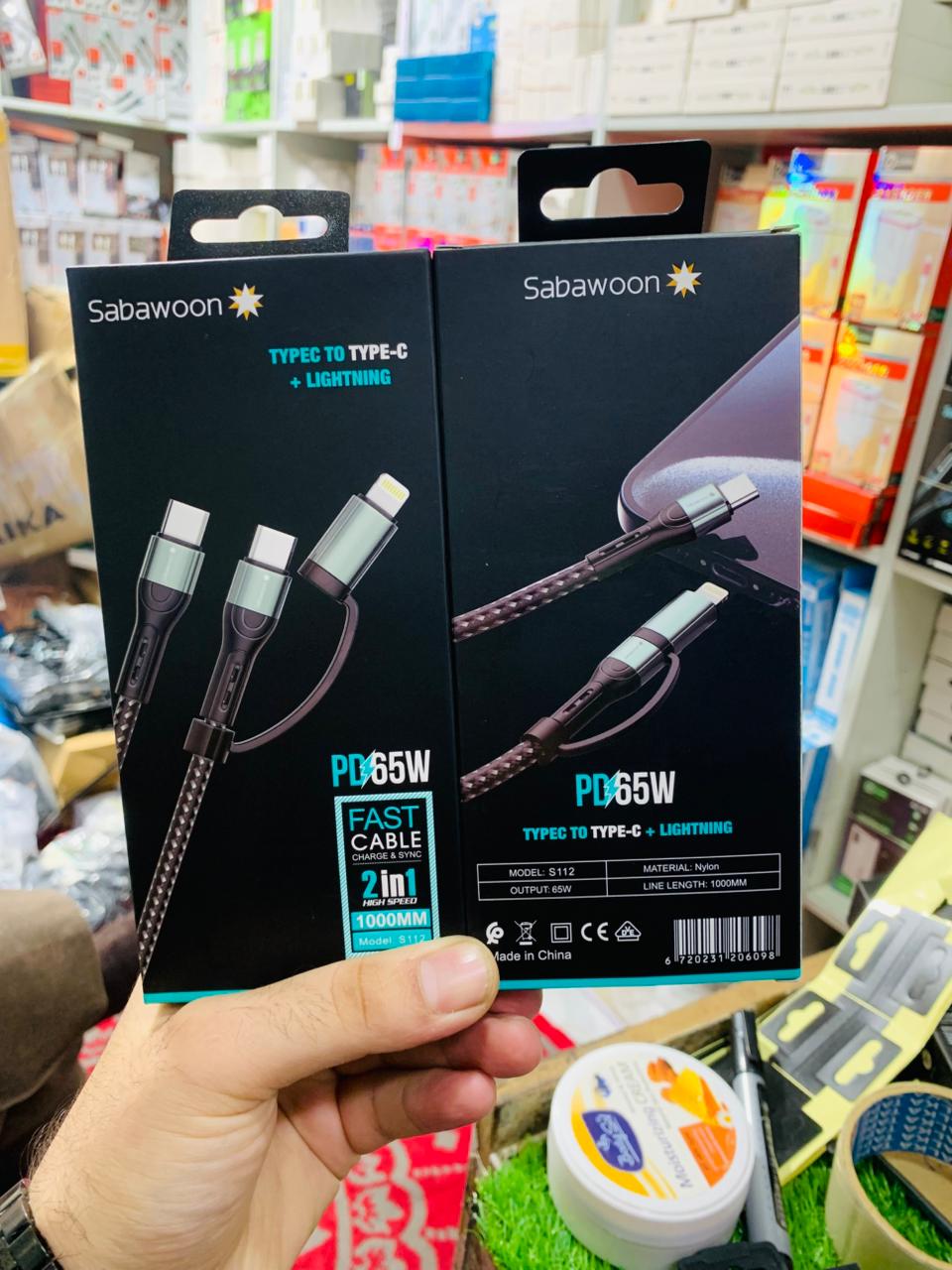 Sabawoon S112 2?in?1 Cable | New Model PD 65W | 100% Original Quality | Fast Charging