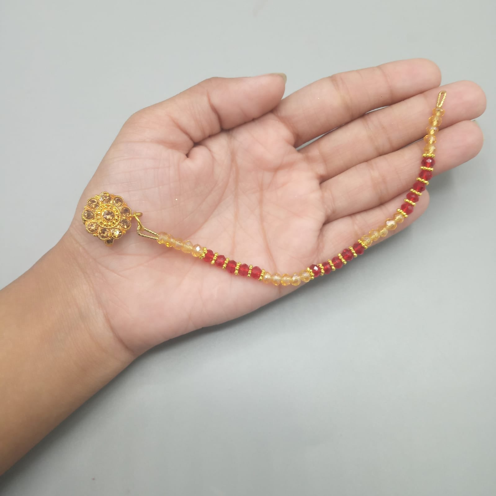 Nose Rings Gold Copper Bhaubhali style Clip On Nose Ear Chain For Women Girl