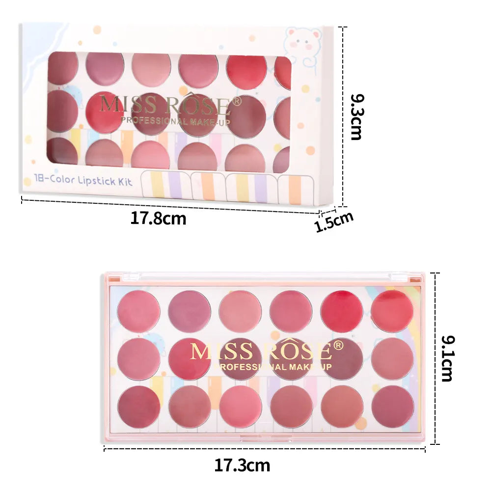 Miss Rose  18 Colors Matte Lipstick Palette  Korean cosmetics lipsticks set color Palette